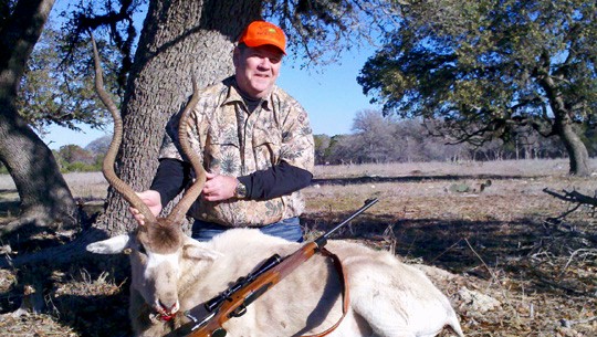 Doug Comeau, Benicia, CA - Addax Antelope: 400 pounds, horns 40 and 42 inches, Kendal County, TX, January 27, 2012